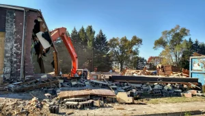 Building experiencing demolitions for new construction